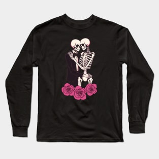 Preppy Skeleton, valentines day, pink skull Long Sleeve T-Shirt